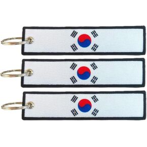 JAVD Korea Flag Keychain Tag with Key Ring - Keys, Cars, Motorcycles, Backpacks, Luggage and Gifts - EDC (3 Pack)
