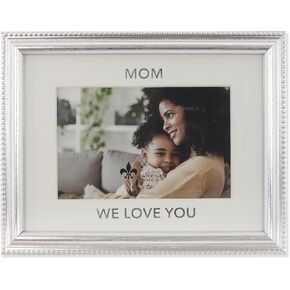 Lawrence Frames Bright Silver Beaded Frame - Mom We love You 4x6