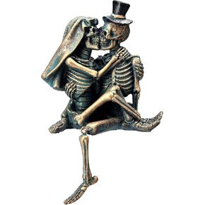 Pacific Giftware Love Never Dies Newly Wed Kissing Skeleton Couple Shelf Sitter CakeTopper 4.5" Tall