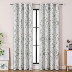 Farmhouse Blackout Curtains, 84 Inches Long, Set of 2 Panels Grommet Top for Living Room,Window Treatment Sets, Vintage Country Style Floral Light Beige, W 52xL 84 Inch