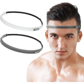 Sports Silicone Elastic Headbands,Non-Slip Workout Headband, Sports Sweatband,Lightweight and Comfortable Thin Headbands for Women & Men, with Sweat-Guiding Channels Away from Eyes