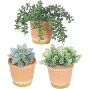 3 Pcs Artificial Succulent Plants Potted False Succulent Plants Potted Faux Potted Plant Family Office Bookshelf Decor