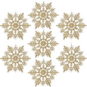 AMS 30ct 4''/100mm Plastic Glittered Snowflake Ornaments Sparkling Christmas Tree Decorations for Wedding,Thanksgiving,Party(Turquoise)