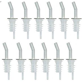 12 Olive Oil Pour Spouts Liquor Pourer Wine Pourer Free Flow Bottle Pourer Dispenser Spouts. Plastic, Clear Spout, No Collar.