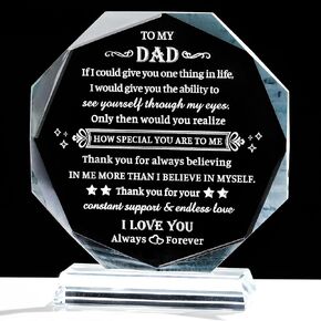 Movdyka Gifts for Dad, Dad Birthday Gifts from Daughter Son - Crystal Keepsakes Best Dad Ever Gifts Who Wants Nothing Have Everything, Christmas Valentine Fathers Thanksgiving Gifts to My Dad