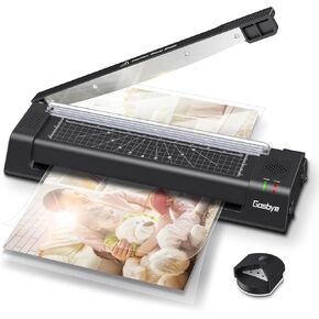 Gasbye Laminator Machine, 13-Inch Thermal Laminator with Steel Paper Cutter, 13 Laminating Pouches, Corner Rounder, Jam Release Button for Home, Office, School, Teachers, Personal Use, Gosssy Black