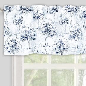 Sketch Tree Valance, Room Darkening Rod Pocket Small Window Curtains Valance for Kitchen Cafe Living Room Bathroom 52" x 18" Green