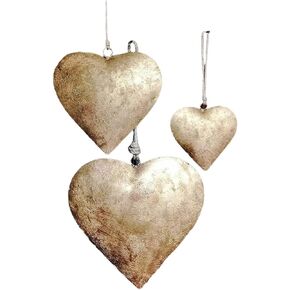 ديكور حائط على شكل قلب معدني أنيق ريفي بلمسة نهائية ذهبية عتيقة، فن معلق على الحائط عتيق، مجموعة تزيين المزرعة ذات الطابع الريفي مكونة من 3 قطع in Kuwait