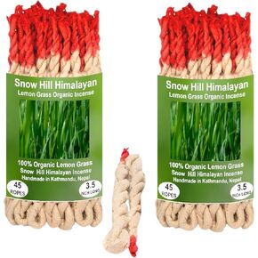 Lemon Grass Rope Incense, 3.5" Length - 2 Packs X 45 Sticks Per Pack - Organic Composed of 27 Ritual Ingredients – Snow Hill Himalayan Handmade Lemon Grass Rope Incense