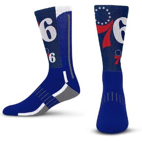 For Bare Feet Men's NBA Logo Zoom Mesh Primary Crew Sock Large