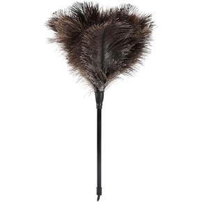 Natural Ostrich Feather Duster 14.9 inch Fluffy Mini Dusters with Plastic Handheld for Cleaning Car Keyboard Office 1 Pcs