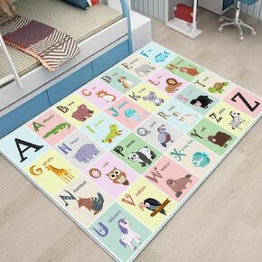 ABC Alphabet Rug Carpet for Kids, Educational Area Rugs for Classroom, Alphabet Animal Play Mat for Playroom and Bedroom (31x47In)