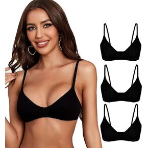 Women's Motive Cotton Unlined Bralette Soft Seamless Bras for Women(D330BM-Black+Gray+KISS-S)
