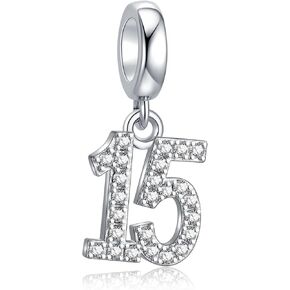 16,18,21,30,40,50,60 Birthday Charms Fits Pandora European Bracelets 925 Sterling Silver Birthday Pendant Beads with CZ Gifts for Christmas Anniversary
