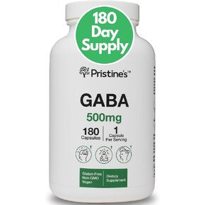 PRISTINE'S GABA 500mg Sleep Quality Support Supplement - 180 Day Supply - Calm Mind & Relaxation Sleep Support Capsules