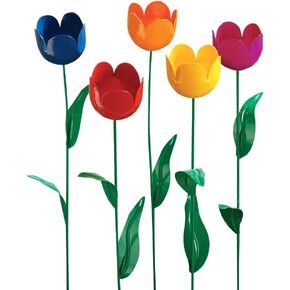 Fox Valley Traders Artificial Tulips Lawn Stakes, One Size Fits All, Multicolor, 5 Count