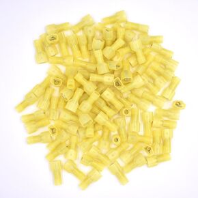 100pcs Yellow 12/10-Gauge Economy Nylon Female Fully-Insulated Quick Disconnects Wiring Spade Wire Crimp Terminal(Female)
