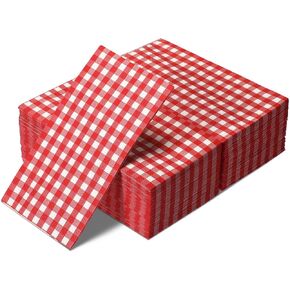 120 Pieces Gingham Paper Napkins Bulk Red Buffalo Plaid Napkins Checkered Disposable Guest Towels Set Picnic Theme Paper Hand Towels for Home Dinner Christmas Birthday Wedding Party Supply, 3 Ply