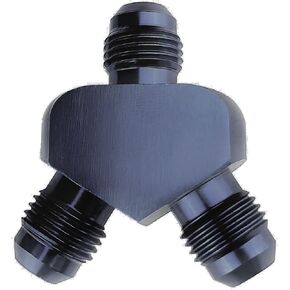 6AN to AN 6 Male Y Block Fuel Pump Fitting Adapter Aluminum 3 x 6AN 9/16-18 Male Flare Thread Y Tube Connector Black