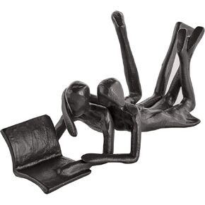 Danya B Brown Cast Iron Abstract Couple Reading Book Together Sculpture - Tabletop Figurine for Desks or Shelves