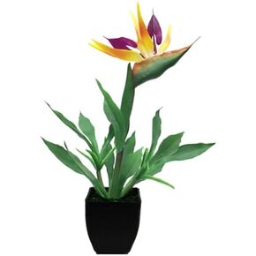 CURTEK 14.9'' Artificial Potted Flowers Bird of Paradise Artificial Plant Bonsai Fake Tropical Greenery Plant,for Indoor Outside Home Garden Office Deck Porch Wedding Decorations