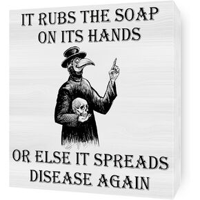 Gothic Home Decor For Bathroom Wash Your Hand Plague Doctor Gothic Decor 6 X 6 Inch