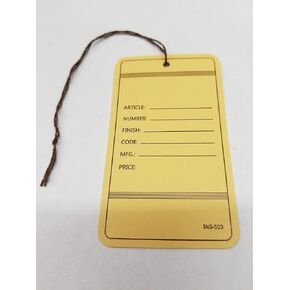 Popular Furniture TAG, 2.25"X 3.875",13PT Buff Brown Card Stock, Box of 500, Strung