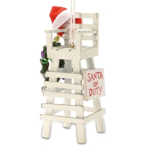 Cape Shore Tropical Beach Lifeguard Santa Claus Christmas Tree Holiday Ornament Decoration, 5-inch Height, White, Wood
