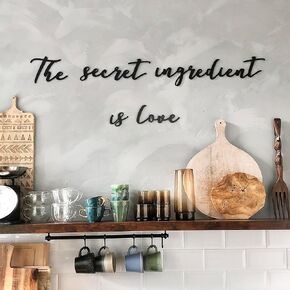 The Secret Ingredient is Love - Wall Stickers for Kitchen, Kitchen Wall Art, Metal Wall Decor, Housewarming Gifts for New House, Farmhouse Kitchen Signs, and Outdoor Wall Art