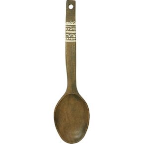 Creative Co-Op 20" H Decorative Mango Wood Spoon with Hand-Painted Pattern Wall Hanging, Brown