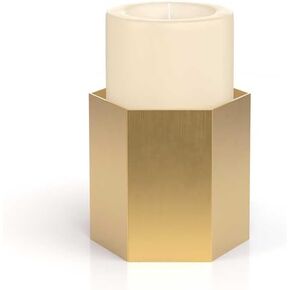 Pilgrim Home and Hearth Luxury Brass Hexagon Candle Holder 6 inchs Tall
