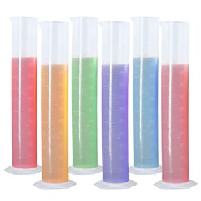 25ml Plastic Graduated Cylinder Set Polypropylene Measuring Cylinder Hexagonal Base Lab Cylinders(Pack of 6)