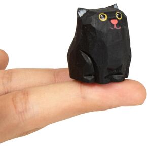 Cute Small Wood Siamese Cat Figurines, Handmade Carved Siamese Cat Statue Home Decor