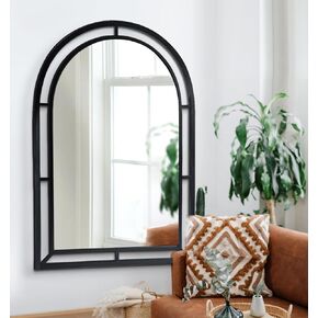 WAMIRRO 28"X53" Arched Mirror,Wall Mirror Decorative Black Window Pane Mirror Decor for Wall/Fireplace/Entryway/Hallway/Living Room/Bathroom