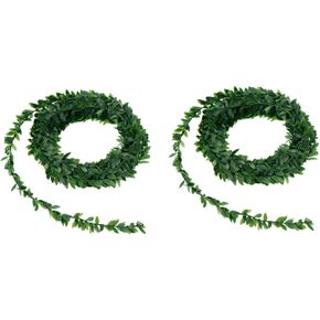 Cabilock Greenery Garland for Wedding Decor - Christmas Decorations - Cake Decorations 2pcs Artificial Vine and Leaf Faux Plants with Fake Rattan Garland Decorative Green Garland