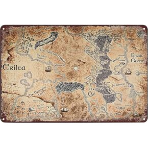 Vintage Metal Signs - Throne of Glass Erilea Map Tin Sign Poster Wall Art Decor Plaque for Home Bar Club Cafe Living Room Bedroom 8x12 inch