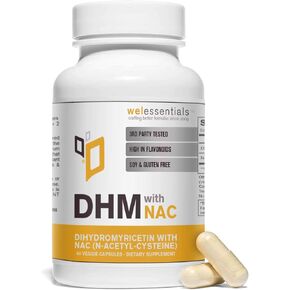 Dihydromyricetin DHM with NAC - 650mg x 60 Capsules - 300mg N-Acetyl-Cysteine and 350mg Dihydromyricetin - Max Strength Dietary Supplement for Liver Support and Hydration
