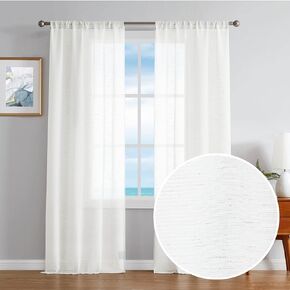 Nautica Classics Window Curtains | Lightweight Drapes | Set of 2 Panels | Sheer, 38" x 84" Pair, White
