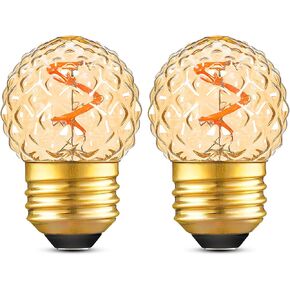 G40 Replacement Bulbs Night Light Bulb,Small Low Lumen Low Power Edison Light Bulb,Mini Globe Low Watt Light Bulb 1W(10W Equivalent),AC120V Warm White 2200K 80LM,Holiday Decorative Bulb,2 Pack