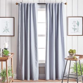 Martha Stewart Lido Linen Blackout Foam Lined Rod Pocket/Back Tab Window Curtain Panel Pair, 95", Grey