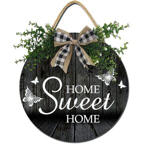 Rustic Round Wooden Wreath Front Door Sign, 12 inches, Home Sweet Home, Farmhouse Decor, New Home Housewarming Gift