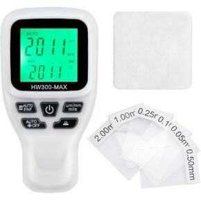 مقياس سمك الطلاء قياس تلقائي شاشة رقمية مقياس طلاء السيارة يحدد تلقائيًا الركيزة والمعادن والطلاء غير الموصل (أبيض) in Kuwait