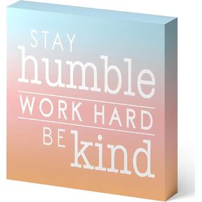 Barnyard Designs Wooden Box Sign Motivational Desk Decor for Women Office, Bathroom Shelf Decoration, Inspirational Desk Decor (Humble Kind)