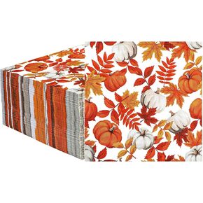 120 Pieces Fall Paper Napkins Pumpkin Maple Leaves Luncheon Napkin Disposable Fall Decorative Napkins for Thanksgiving Autumn Harvest Party Supplies Bathroom Table Decor, 6.5 x 6.5 Inch
