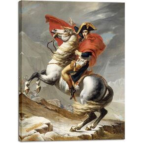 Wieco Art Napoleon Crossing The Alps of Jacques-Louis David Oil Paintings Reproduction Abstract HD Prints Wall Decor Classic Artwork for Home & Office Decoration