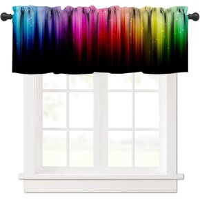 Rainbow Valance Curtain Colorful Black Abstract Backdrop Rod Pocket Valance Window Treatments 1 Panel Short Curtains for Kitchen Farmhouse Living Room Bathroom Decor 54 x 18 in