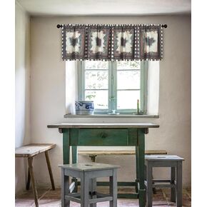 De Leon Collections Pine Forest Plaid Woodland Pinecone 72" x 16" Semi-Sheer Window Valance Curtain w/Rod Pocket