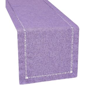 Grelucgo Solid Farmhouse Rustic Hemstitched Lavender Lilac Light Purple Table Runner (14 x 60 Inches)