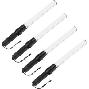 PATIKIL 21inch Traffic Wands, 4Pcs 2 Flashing Modes LED Warning Light Police Signal Controller Baton Lamp with Wrist Lanyard for Car Direct, Traffic, Airport, Parking Guide, White in Kuwait