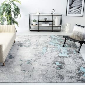 SAFAVIEH Adirondack Collection Area Rug - 8' x 10', Turquoise & Grey, Modern Abstract Design, Non-Shedding & Easy Care, Ideal for High Traffic Areas in Living Room, Bedroom (ADR134K)
